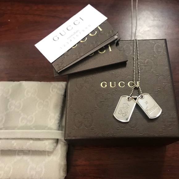 Gucci Jewelry - Authentic Gucci dog tag necklace w/ Gucci bear